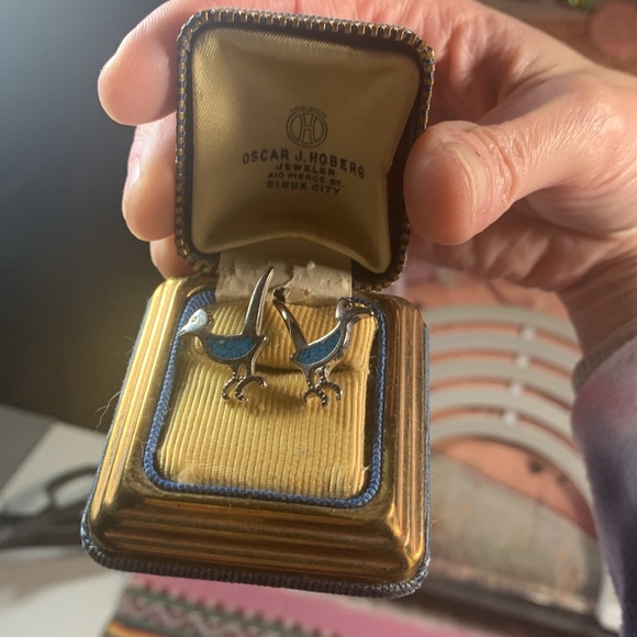 Vintage, Turquoise Roadrunner Earrings - Picture 4 of 7